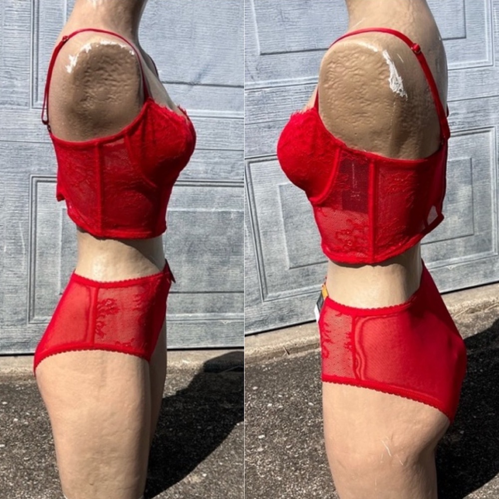 - INC Sz S Red Bustier & High Rise Panty Set! NEW! - Picture 7 of 16